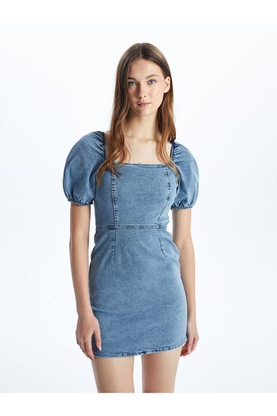 LC Waikiki Rochie de damă din denim cu guler pătrat de sezon nou - S53118Z8