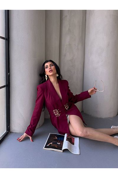 SUXİRCNHTMTS Jachetă de damă cu detaliu elegant cu centură