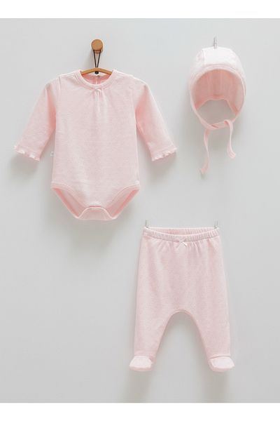 Caramell Baby Set Baby Girl (Body Pants Hat) Summer Air Permeable Fabric 100% Organic Cotton