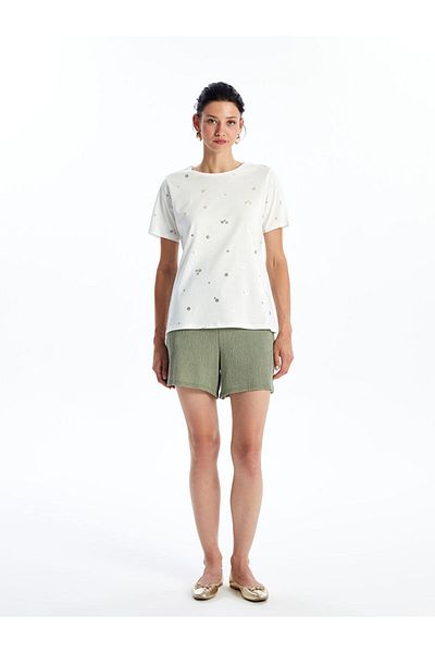 LC Waikiki New Season Crew Neck Printed Short Sleeve Women's T-Shirt - S4Ni41Z8