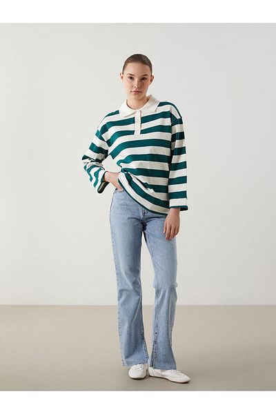 LC Waikiki Lcw Polo Neck Striped Women's T-Shirt Fast Fashion