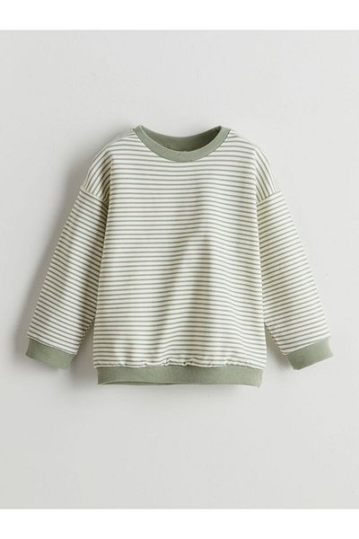 LC Waikiki Lcw Baby - Green Striped Baby Girl Sweatshirt and Leggings Set of 2