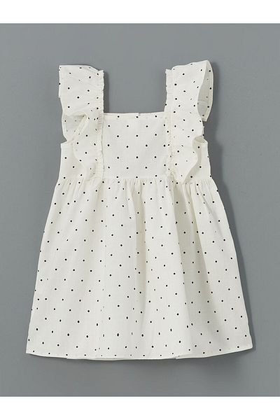 LC Waikiki Lcw Square Collar Linen Blend Girl's Dress