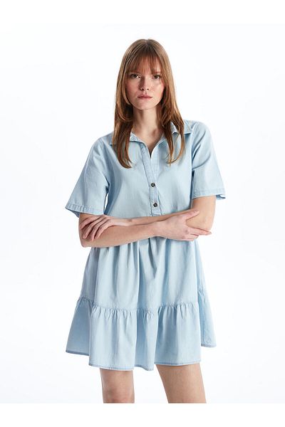 LC Waikiki Rochie de damă, cu guler cămașă, cu mânecă scurtă