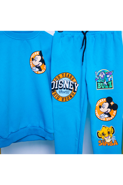 WİKİBOOM Miki Fare Arkadaşlarıyla 3 İplik Şardonlu Premium Kalite Çocuk Eşofman Takımı