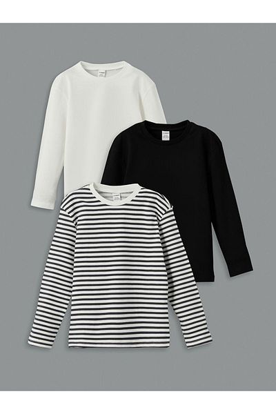 LC Waikiki Lcw Crew Neck Striped Baby Boy T-Shirt 3-Piece