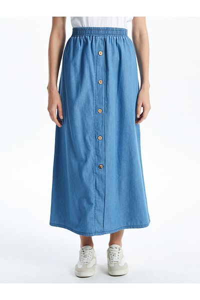LC Waikiki Women's Jeans Skirt with Elastic Waist