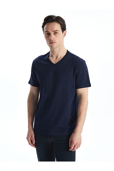 LC Waikiki New Season V Neck Short Sleeve Combed Cotton Ανδρικό Tisort - S5I687Z8