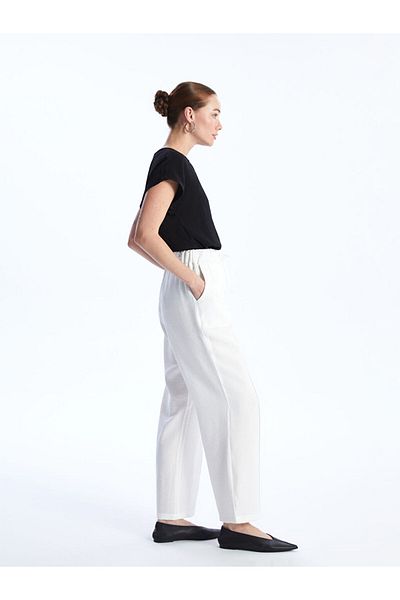 LC Waikiki Lcw Elastic Waist Straight Wide Leg Women's Pants Fast Fashion