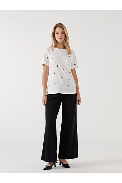 LC Waikiki Blue Crew Neck Printed Women's T-Shirt