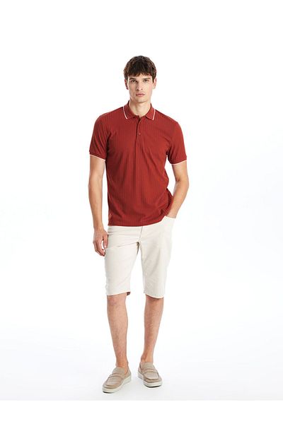 LC Waikiki Polo Neck Short Sleeve Men's Textured T-Shirt
