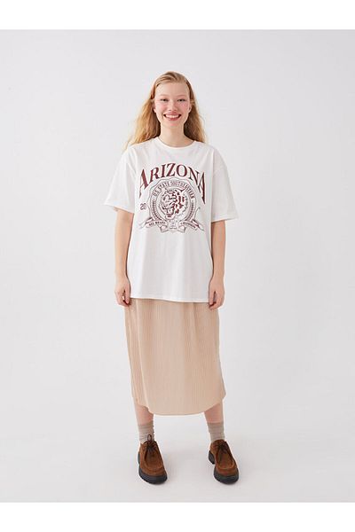 LC Waikiki Lcw Women's Elastic Waist Plain Pleated Skirt Fast Fashion