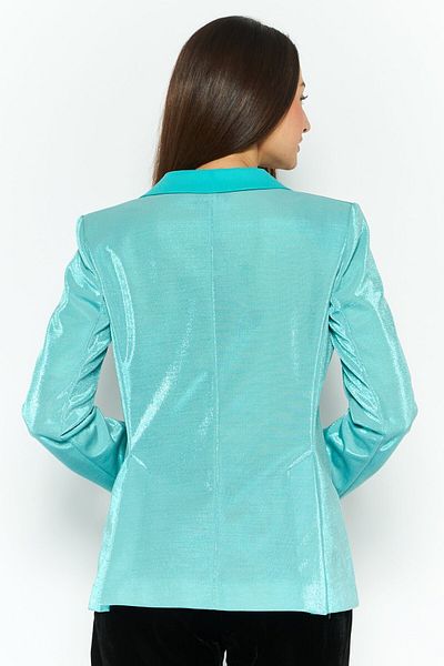 Emporio Armani Women Regular Fit Plain Semi Formal Blazer, Turquoise