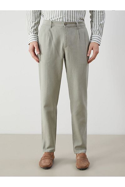 LC Waikiki Lcw Vision Green Standard Fit Linen Blend Men's Pants