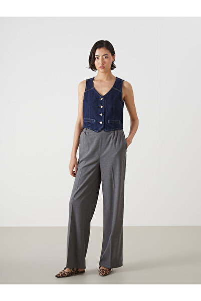 LC Waikiki Indigo V-Neck Women's Jean Vest