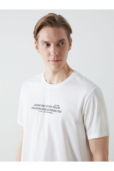 LC Waikiki New Season Crew Neck Short Sleeve Printed Combed Cotton Men's T-Shirt - S5Ko44Z8