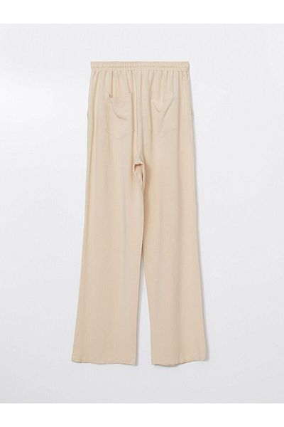 LC Waikiki Lcw Women's Linen Blended Trousers with Elastic Waist