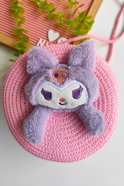 Nisankids Κοριτσίστικη ψάθινη τσάντα Kuromi για τα Χριστούγεννα (Ρυθμιζόμενο λουράκι)