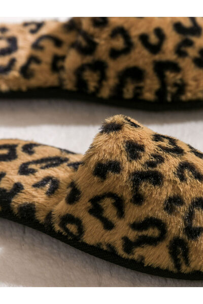 LC Waikiki Beige Women's Leopard Patterned Plush House Slippers