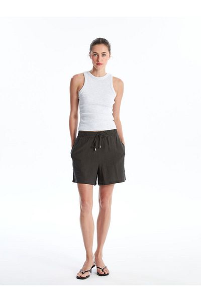 LC Waikiki Lcw Women's Elastic Waist Straight Shorts Fast Fashion