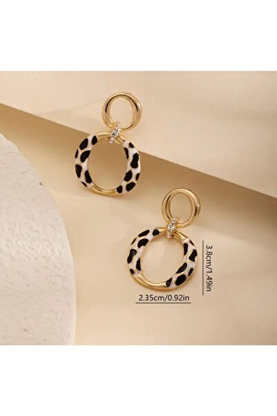 Dgt Luxury 14K Altın Kaplama Retro Leopar Küpeler