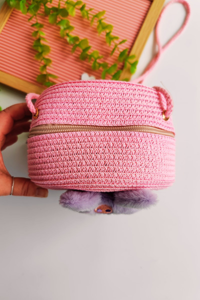 Nisankids Κοριτσίστικη ψάθινη τσάντα Kuromi για τα Χριστούγεννα (Ρυθμιζόμενο λουράκι)