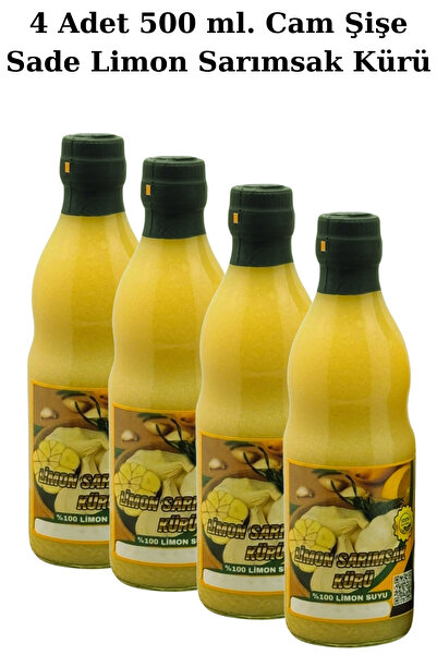 ayşeana yöresel Limon Sarımsak Kürü El Yapımı Cam Şişe) 500 Ml. 4 Adet