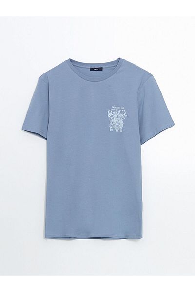 LC Waikiki Tricou pentru bărbați din bumbac pieptănat cu mânecă scurtă cu decolteu