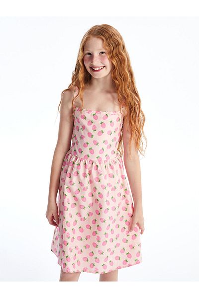 LC Waikiki New Season Square Collar Printed Girl's Dress - S4Eb71Z4
