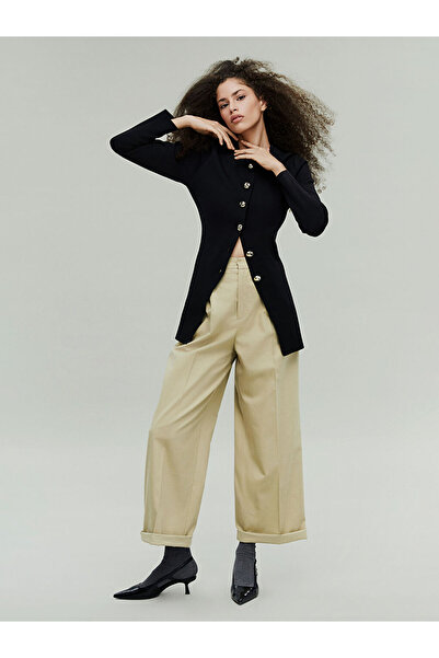LC Waikiki Lcw Modest Beige Loose Fit Linen Blended Women's Trousers