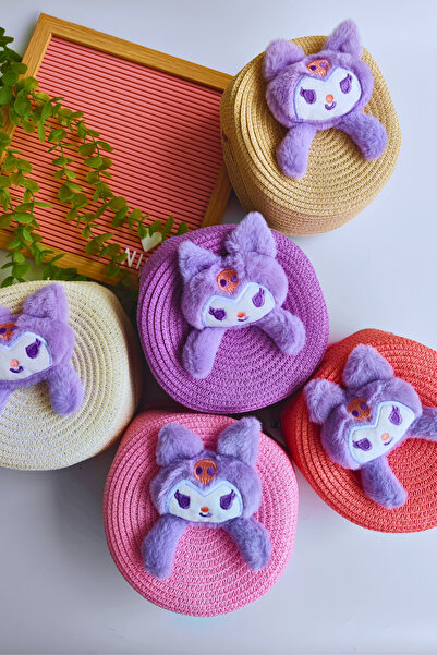 Nisankids Κοριτσίστικη ψάθινη τσάντα Kuromi για τα Χριστούγεννα (Ρυθμιζόμενο λουράκι)