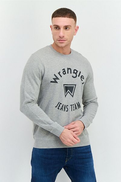 WRANGLER Men Crew Neck Graphic Print Long Sleeves Sweatshirt, Grey
