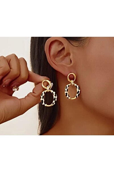 Dgt Luxury 14K Altın Kaplama Retro Leopar Küpeler