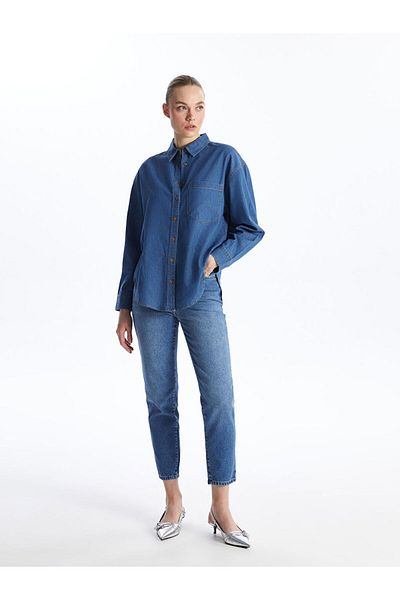 LC Waikiki Pantaloni de jeans pentru femei Mom Fit cu centură în talie