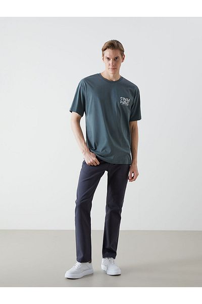 LC Waikiki New Season Crew Neck Κοντό μανίκι εμπριμέ χτενισμένο βαμβακερό ανδρικό Tisort - S5J821Z8