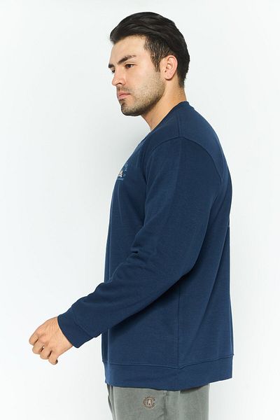 Hurley Men Crew Neck Long Sleeve Brand Logo Sweatshirts, Navy