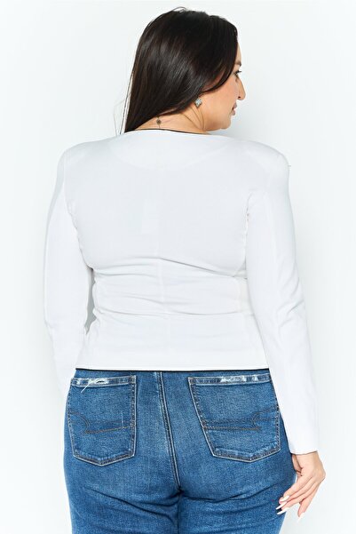 Emporio Armani Women Regular Fit Solid Semi-Formal Blazer, White