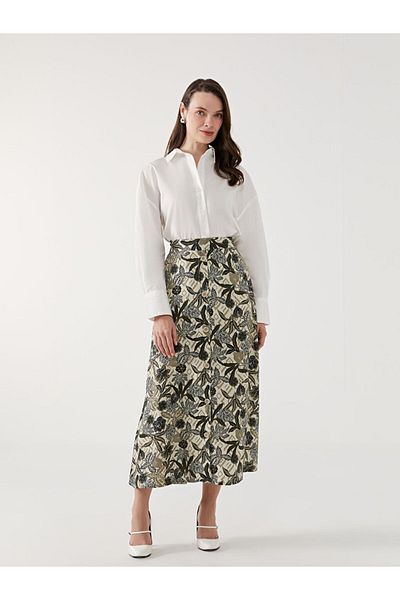 LC Waikiki New Season Women's Elastic Waist Floral Skirt - S5Gh86Z8