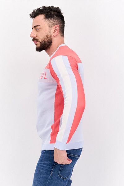 freesoul Men Crew Neck Long Sleeve Brand Logo Sweatshirt, Pink