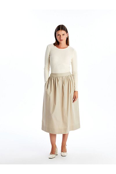 LC Waikiki Elastic Waist Poplin Women's Skirt
