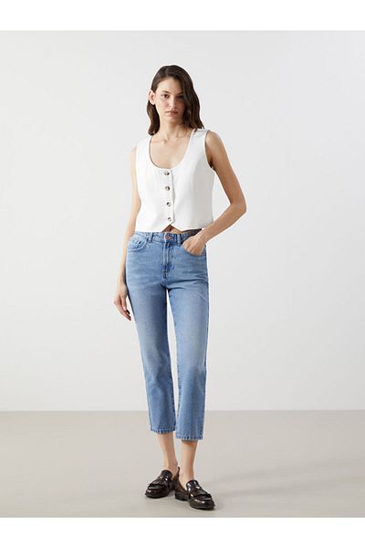 LC Waikiki New Season U Neck Linen Blend Women's Classic Vest - S5G745Z8