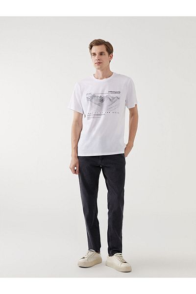LC Waikiki Tricou pentru bărbați din bumbac pieptănat cu mânecă scurtă cu decolteu