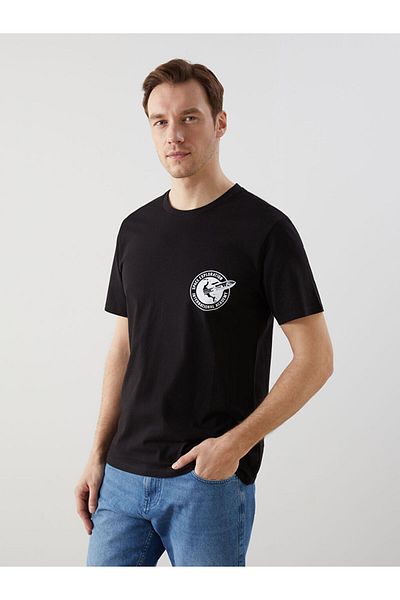 LC Waikiki New Season Crew Neck εμπριμέ χτενισμένο βαμβακερό ανδρικό Tisort - S5JI60Z8