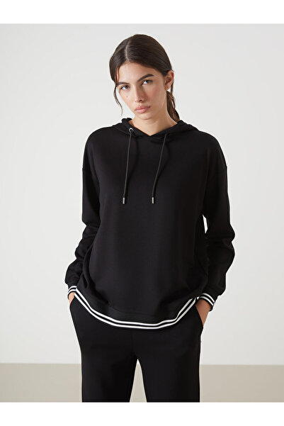 LC Waikiki Black Hooded Oversize Women's T-Shirt