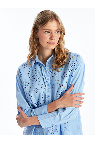 LC Waikiki Lcw Self Pattern Long Sleeve Oversize Women's Shirt Fashion