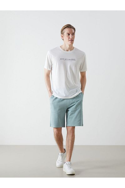 LC Waikiki Νέα σεζόν Crew Neck κοντομάνικο εμπριμέ χτενισμένο βαμβακερό ανδρικό Tisort - S5KO48Z8
