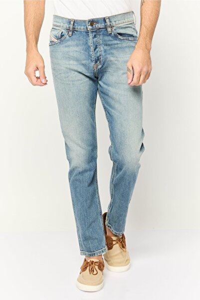 Diesel بنطلون جينز رجالي D-Fining ضيق ومرن ومضلع، أزرق