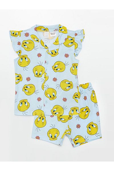 LC Waikiki Set de pijamale pentru fetiță cu imprimeu Tweety cu pantaloni scurți