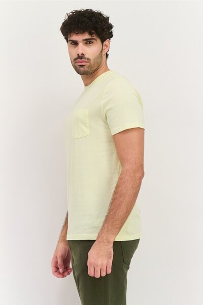 GAP Men Crew Neck Solid Short Sleeves T-shirt, Light Yellow