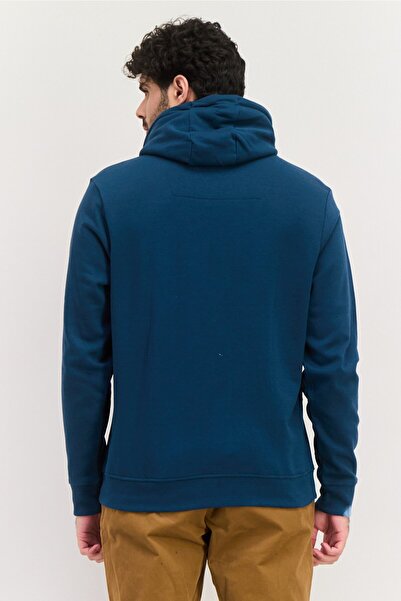 Threadbare Men Graphic Print Long Sleeves Hooded Sweatshirts, Teal Blue